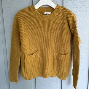Madewell patch pocket pullover mustard yellow Crew‎ Neck Sweater size XS